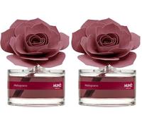 MUHA' | Profumatore per ambienti Rosa Diffuser, Fragranza MELOGRANO, Diffusore Ambiente con Rosa in Legno di Betulla, Formato da 50 ml (Confezione da 2)