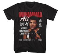 Muhammad Ali T-Shirt Uomo Heavyweight Champion Manica Corta Nero Cotone