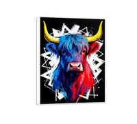 MUHJDYC Animale Quadro Moderno Murale-Mucca-Cornice Bianca Stampa su Tela Immagini Camera da Letto Soggiorno Ufficio 30x40cm