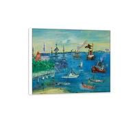 MUHJDYC Jean Dufy Famoso Stampe Arte Poster Riproduzione-Bianca Cornice Quadro su Tela-Quadri Moderni Soggiorno(porto di Copenaghen) 40x50cm