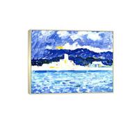 MUHJDYC Paul Signac Famoso Quadri Moderni Arte Poster-Riproduzione su Tela-Argento Cornice Quadro Murale Soggiorno(Vento dell'Est) 80x105cm