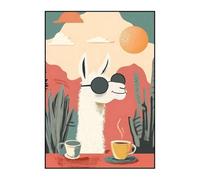 Muholin Carina tela dipinta con animali divertenti che leggono e guidano poster da parete per la decorazione della stanza della casa 60x90cm Senza Cornice