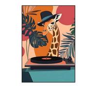 Muholin Carina tela dipinta con animali divertenti che leggono e guidano poster da parete per la decorazione della stanza della casa 30x40cm Senza Cornice