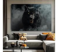 Muholin Dipinto su tela,stampe artistiche di lupo nero nella tempesta,adatto per la decorazione di casa,ufficio,camera da letto e dormitorio 30x40cm Senza Cornice