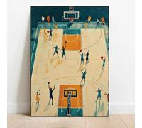 Muholin Poster di movimento del campo da basket ad acquerello, stampa su tela, immagine artistica da parete minimalista per l'arredamento sportivo dell'ufficio 30x40cm Senza Cornice