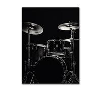 Muholin Poster di strumenti musicali in bianco e nero,chitarra,tamburo,pianoforte,tromba,dipinto su tela,arte murale,arredamento per la casa,soggiorno 60x90cm Senza Cornice