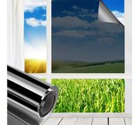 MUHOO 99% protezione dai raggi UV, protezione solare, pellicola a specchio, isolamento termico, pellicola per finestre (nero, 44x400cm)