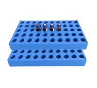 MUHWA Portafiale Impilabile 50 Posizioni per Fiale da 2 ml, Confezione da 2 Pezzi, Blu, Ø12 mm, da Laboratorio