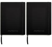 Muitomas, Block Notes Large, Notebook Appunti per Ufficio, con Copertina Morbida, Tasca Interna e Chiusura ad Elastico, 120 Fogli a Righe, 19 x 25 cm, Colore Nero (Confezione da 2)