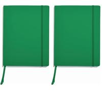 Muitomas, Block Notes Large, Notebook Appunti per Ufficio, con Copertina Morbida, Tasca Interna e Chiusura ad Elastico, 120 Fogli a Righe, 19 x 25 cm, Colore Verde (Confezione da 2)