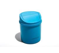 Muitomas, Cestino da Scrivania Mini, con Sportello Apribile e Coperchio Removibile, Compatto per Scrivania e Ufficio, 130x130x170 mm, Colore Blu Ottanio