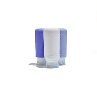 Muitomas, Flaconi da Viaggio con Custodia Trasparente, 3 Bottiglie da Viaggio in Silicone da 98ml, Contenitori per Liquidi in Silicone, Colore Lilla