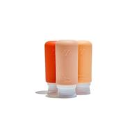 Muitomas, Flaconi da Viaggio con Custodia Trasparente, 3 Bottiglie da Viaggio in Silicone da 98ml, Contenitori per Liquidi in Silicone, Colore Peach Fuzzy