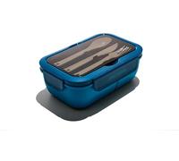 Muitomas, Lunch Box 1100ml, Porta Pranzo con Posate e Tre Scomparti Interni, Portapranzo Ermetico per Alimenti, Lunch Box Microonde, Lavastoviglie e Congelatore, Colore Blu Ottanio