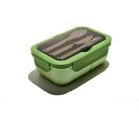 Muitomas, Lunch Box 1100ml, Porta Pranzo con Posate e Tre Scomparti Interni, Portapranzo Ermetico per Alimenti, Lunch Box Microonde, Lavastoviglie e Congelatore, Colore Verde Salvia