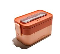 Muitomas, Lunch Box 1700ml, Porta Pranzo con Posate e Due Contenitori, Portapranzo Ermetico per Alimenti, Lunch Box Microonde, Lavastoviglie e Congelatore, Colore Peach Fuzzy