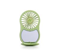 Muitomas, Mini Ventilatore Portatile Ricaricabile, 3 Velocità, Ingresso USB-C, con Specchio Integrato e Luce, Colore Verde Salvia