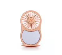 Muitomas, Mini Ventilatore Portatile Ricaricabile, 3 Velocità, Ingresso USB-C, con Specchio Integrato e Luce, Colore Peach Fuzz