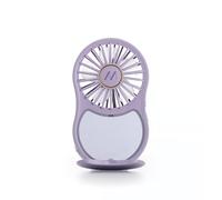 Muitomas, Mini Ventilatore Portatile Ricaricabile, 3 Velocità, Ingresso USB-C, con Specchio Integrato e Luce, Colore Lilla
