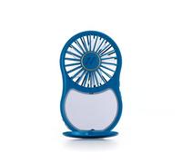Muitomas, Mini Ventilatore Portatile Ricaricabile, 3 Velocità, Ingresso USB-C, con Specchio Integrato e Luce, Colore Blu Ottanio