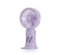 Muitomas, Mini Ventilatore Portatile Ricaricabile, 3 Velocità, Ingresso USB-C, Supporto Incluso, Colore Lilla