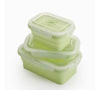 Muitomas, Set Porta Pranzo in Silicone Pieghevoli per Alimenti, 3 Dimensioni, Colore Verde Salvia