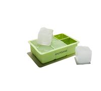 Muitomas, Stampi per Ghiaccio XL in Silicone, per 6 Cubetti da Cocktail, Sottile e Facile da Pulire con Coperchio Removibile e Resistente, Colore Verde Salvia