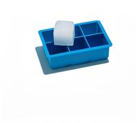 Muitomas, Stampi per Ghiaccio XL in Silicone, per 6 Cubetti da Cocktail, Sottile e Facile da Pulire con Coperchio Removibile e Resistente, Colore Blu Ottanio