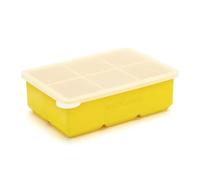 Muitomas, Stampi per Ghiaccio XL in Silicone, per 6 Cubetti da Cocktail, Sottile e Facile da Pulire con Coperchio Removibile e Resistente, Colore Giallo