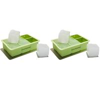 Muitomas, Stampi per Ghiaccio XL in Silicone, per 6 Cubetti da Cocktail, Sottile e Facile da Pulire con Coperchio Removibile e Resistente, Colore Verde Salvia (Confezione da 2)