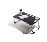 Muitomas, Tavolino da Smart Working, Scrivania Pieghevole in Plastica e Metallo, Richiudibile con Portabicchieri e Supporto Tablet, per Letto e Divano, 60 x 40 x 30 cm, Colore Nero