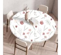 Muiuou Tovaglia Tonda con Bordo Elastico, Fiore Stampa Impermeabile Antimacchia Rotondo Copritavolo Lavabile Tovaglia Protezione Tavolo Cucina Giardino Decorazione (Diametro 90cm,Fiore 14)