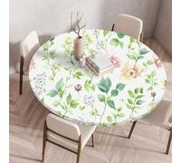 Muiuou Tovaglia Tonda con Bordo Elastico, Fiore Stampa Impermeabile Antimacchia Rotondo Copritavolo Lavabile Tovaglia Protezione Tavolo Cucina Giardino Decorazione (Diametro 130cm,Fiore 19)