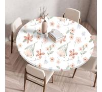 Muiuou Tovaglia Tonda con Bordo Elastico, Fiore Stampa Impermeabile Antimacchia Rotondo Copritavolo Lavabile Tovaglia Protezione Tavolo Cucina Giardino Decorazione (Diametro 120cm,Fiore 11)