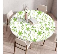 Muiuou Tovaglia Tonda con Bordo Elastico, Fiore Stampa Impermeabile Antimacchia Rotondo Copritavolo Lavabile Tovaglia Protezione Tavolo Cucina Giardino Decorazione (Diametro 90cm,Fiore 4)