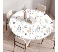 Muiuou Tovaglia Tonda con Bordo Elastico, Fiore Stampa Impermeabile Antimacchia Rotondo Copritavolo Lavabile Tovaglia Protezione Tavolo Cucina Giardino Decorazione (Diametro 100cm,Fiore 8)