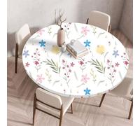 Muiuou Tovaglia Tonda con Bordo Elastico, Fiore Stampa Impermeabile Antimacchia Rotondo Copritavolo Lavabile Tovaglia Protezione Tavolo Cucina Giardino Decorazione (Diametro 120cm,Fiore 10)