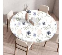 Muiuou Tovaglia Tonda con Bordo Elastico, Fiore Stampa Impermeabile Antimacchia Rotondo Copritavolo Lavabile Tovaglia Protezione Tavolo Cucina Giardino Decorazione (Diametro 120cm,Fiore 12)