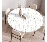 Muiuou Tovaglia Tonda con Bordo Elastico, Fiore Stampa Impermeabile Antimacchia Rotondo Copritavolo Lavabile Tovaglia Protezione Tavolo Cucina Giardino Decorazione (Diametro 110cm,Fiore 9)
