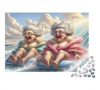 Mujeres de edad avanzada Surf Puzzle Set 1000 Pezzi Cartoncino Premium, Antistress Per Adulti, Sfida Educativa, Attività Divertente A Casa, Lui/Lei52x38cm/1000pcs