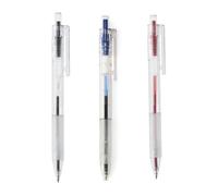 MUJI - Penna a sfera in policarbonato, punta da 0,5 mm, confezione da 3, colore: nero/blu/rosso