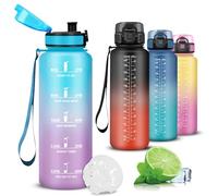 Mujigaga Borraccia- 1,5 litri- Borraccia Palestra, Senza Perdite, Borracce Sportiva, Facile da Pulire, Borracce Motivazionale con Scala Temporale, per Yoga, Trekking, Ciclismo, Campeggio