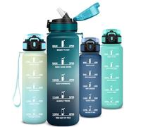 Mujigaga Borraccia 1 litro, Borracce con Cannuccia, Senza Perdite Borraccia Palestra con Indicatore del Tempo, Facile da Pulire, Bottiglia Motivazionale per Escursionismo, Yoga, Ufficio, Palestra