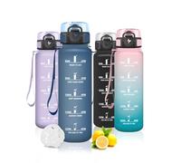 Mujigaga Borraccia 500 ml, Riutilizzabile, Boraccia con Filtro, Borraccia Motivazionale con Indicatore del Tempo, A Prova di Perdite, per Bambini, Scuola