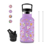 Mujigaga Borraccia Bambini, 350ml Borraccia Termica, Borraccie con Cannuccia, Borracce con Cannuccia, Facile da Trasportare, Borracce per Scuole, Ufficio, Caffè, Viaggio