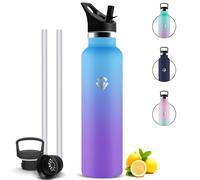 Mujigaga Borraccia Termica Senza BPA, Borraccia 1 litro con Cannuccia, Bottiglia Termica Senza Perdite, Riutilizzabile Borracce Termiche per Bicicletta, Fitness, Sport