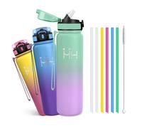 Mujigaga Bottiglia Termica 1 litro - Bottiglia Termica Senza Perdite - Borracce Termiche Con Cannuccia - Mantiene Caldo per 12 Ore/Freddo 24 Ore, Borracce Termiche per Fitness, Trekking, Sport, Yoga