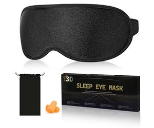 Mujigaga Mascherina per Dormire, Maschera per Bloccare la Luce, Mascherina Occhi 3D Pressione Oculare Zero Maschera Notte Morbido per Uomini e Donne per il Sonno/Viaggio, Include due Tappi Auricolari