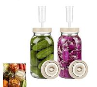 Mujiluxe Barattolo per fermentazione, contenitore per kimchi, confezione da 2 barattoli da 2L con chiusura per fermentazione e indicatore di data, per crauti, kimchi, sottaceti e starter per pasta