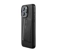 Mujjo - Cover a portafoglio in pelle per iPhone 15 Pro Max - Nero